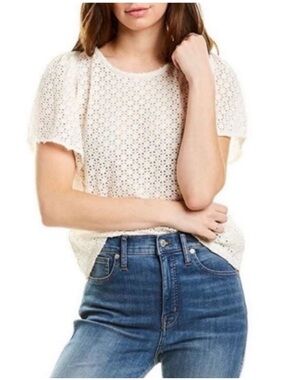 NWOT Madewell cream cutout top